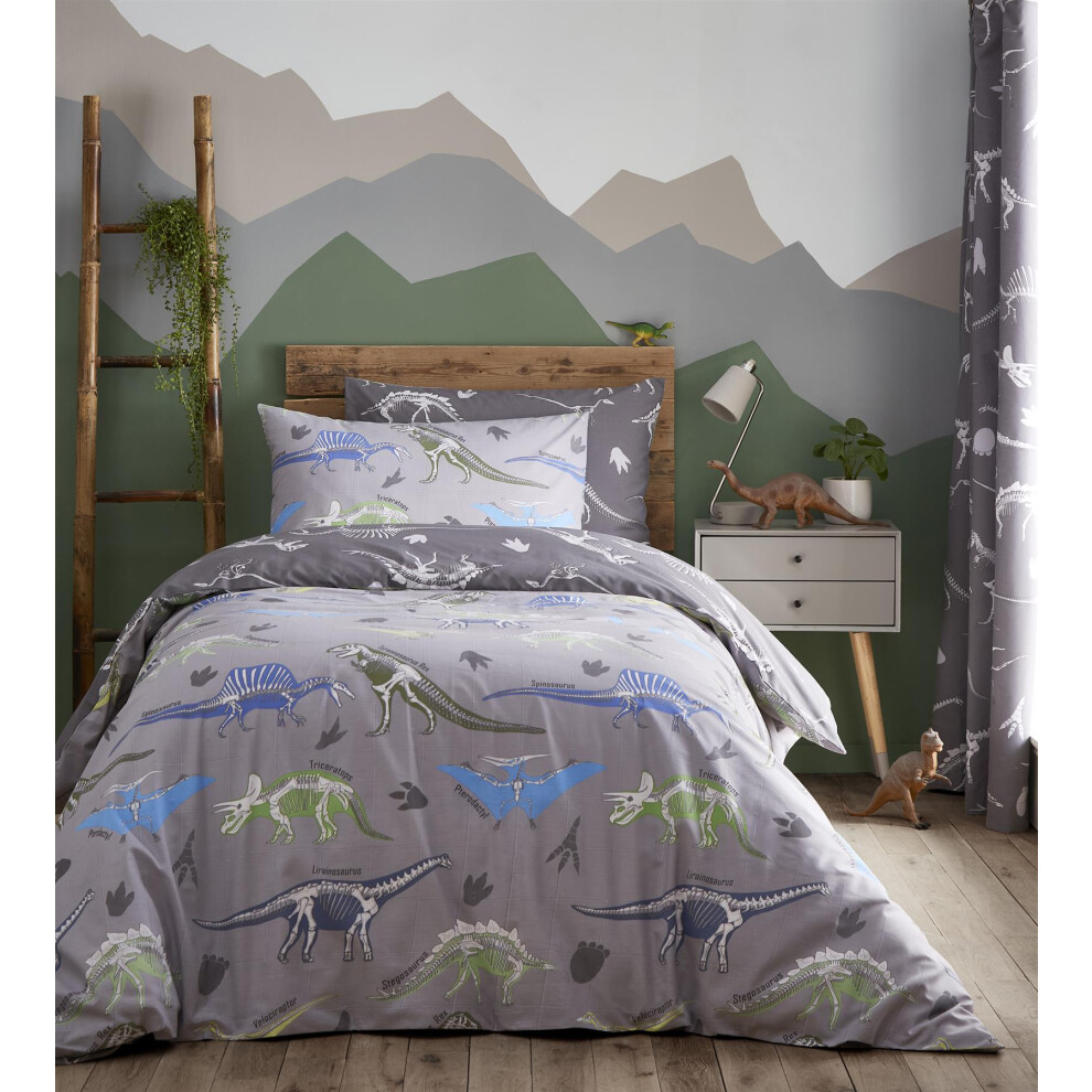 (Double, Dino) Duvet Cover Set Childrens Kids Bedding Girls Boys Animals Dinosaurs Space Unicorn