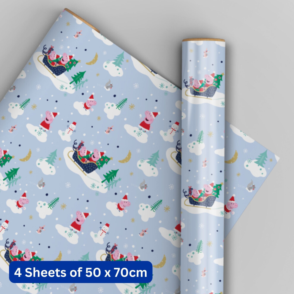 Peppa Pig Christmas Wrapping Paper 4 Sheets & 4 Tags