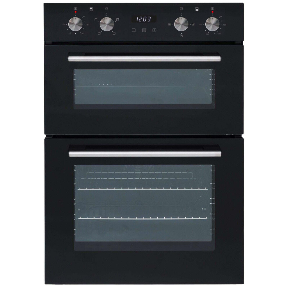 SIA DO102 60cm Black Built In Double Electric True Fan Oven With Digital Timer