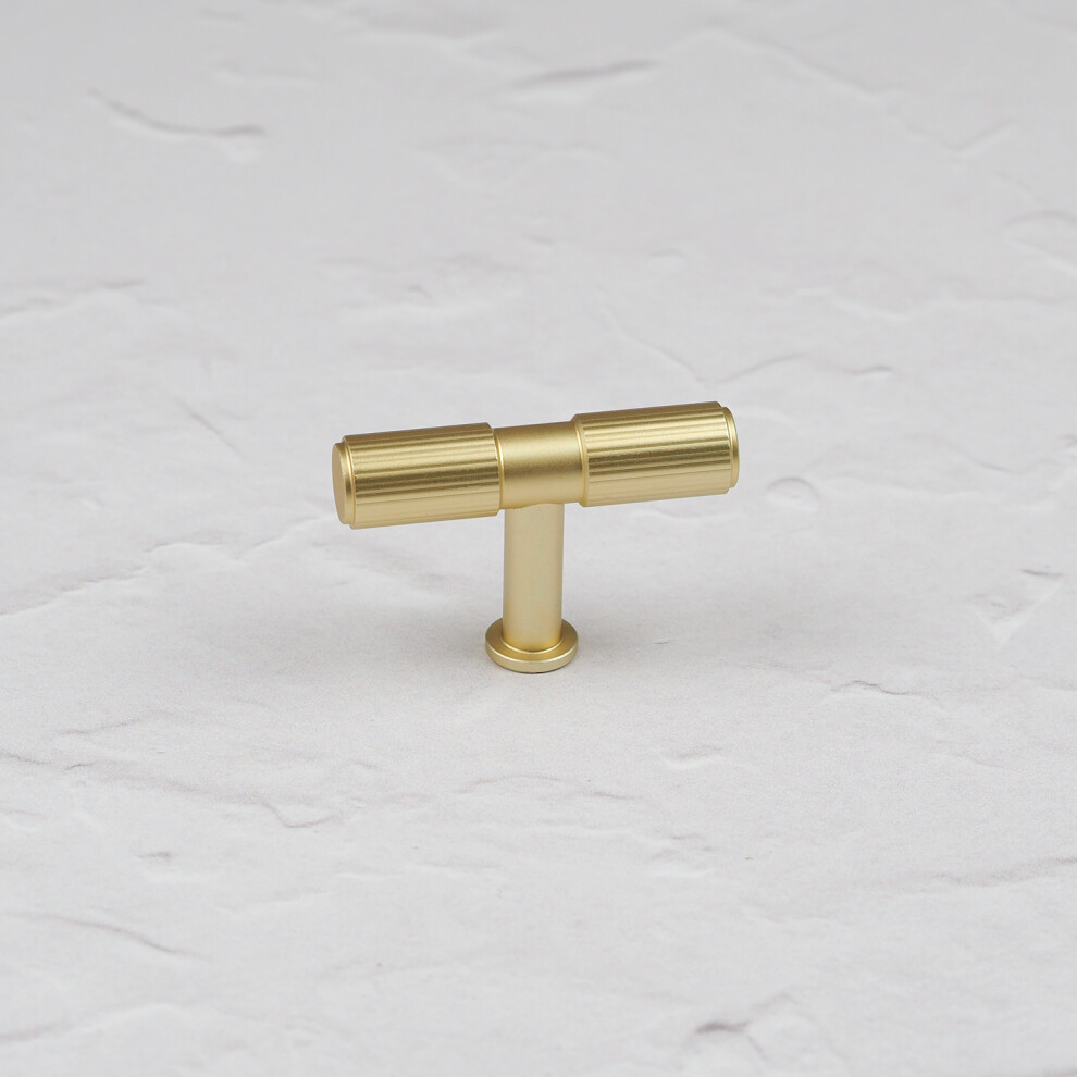 Handle & Home Brushed Brass Fluted 50mm Knob Kitchen Cabinet Cupboard Drawer Pull Reeded Gold Design - Image 3