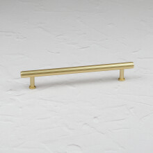 (160mm Handle	) Satin Brass Fluted Knurled T Bar Handles & Knob
