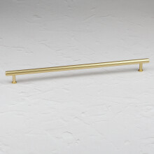 (320mm Handle	) Satin Brass Fluted Knurled T Bar Handles & Knob