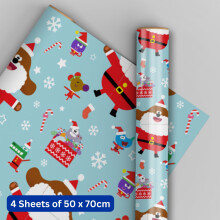 Hey Duggee Christmas Wrapping Paper 4 Sheets & 4 Tags