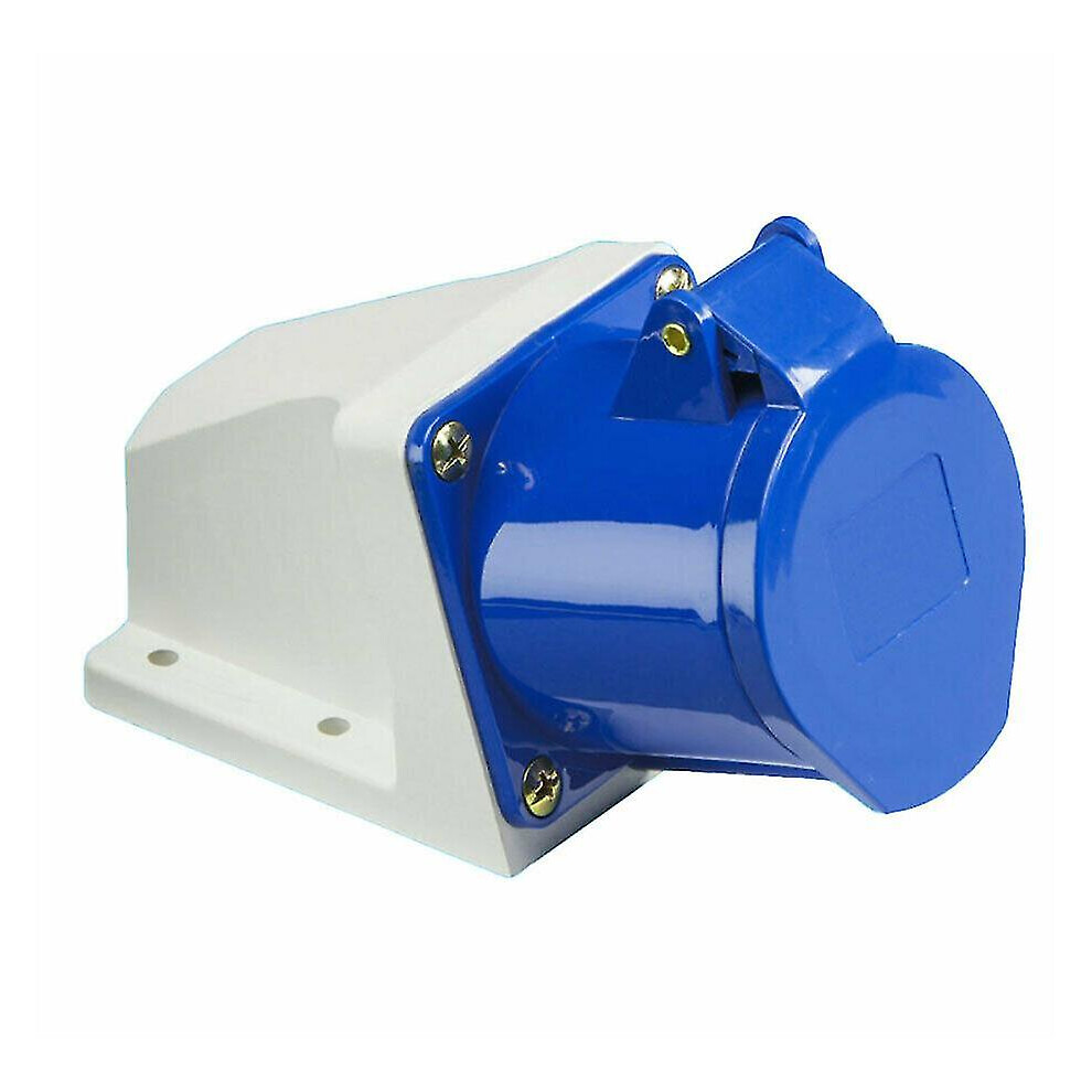 Caravan Mains Socket Surface Mounted Inlet 16Amp 220 Volt Complete With Flap White/Blue 6956163099815