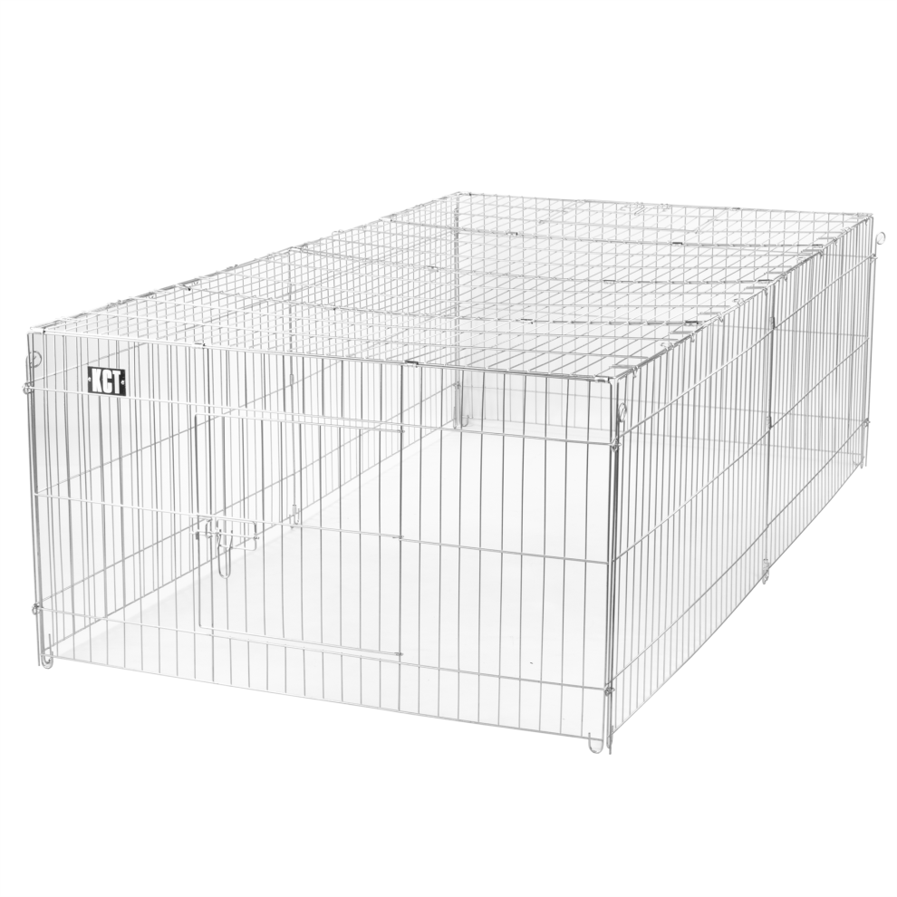 KCT Large Enclosed Roof Metal Pet Playpen Run for Dogs, Cats, Rabbits, Chickens and More