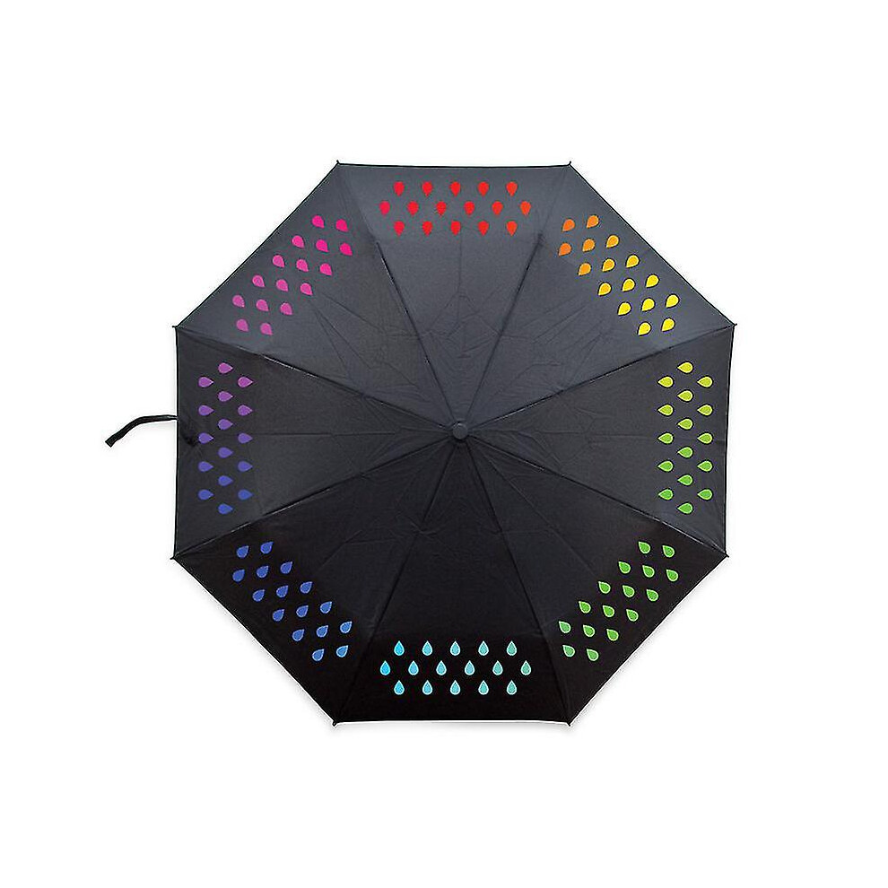 Color Changing Umbrella, Magical Folding Umbrella With Rainbow Raindrops And 8 Ribs, Rain And Sun Parasol, Ideal Gift For Men Women Travel And Car