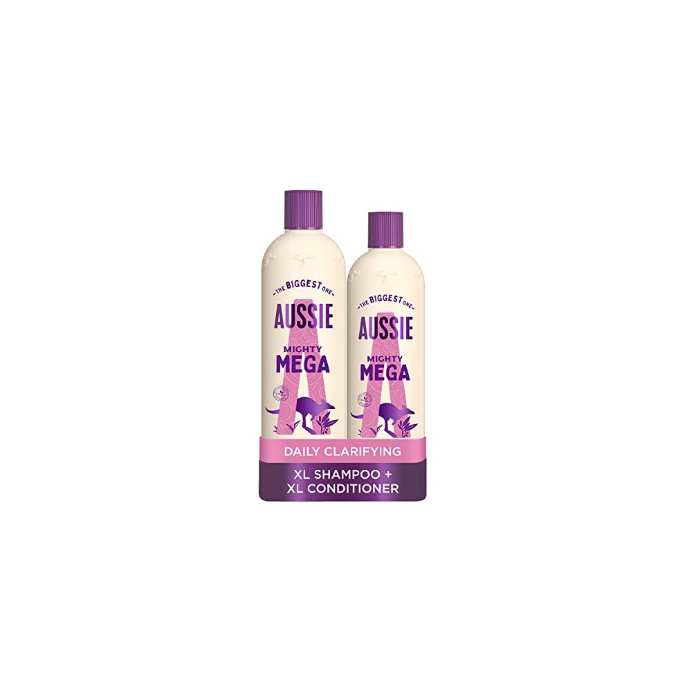 Aussie Mega Shampoo and Conditioner Set For Dry Damaged Hair, Vegan Shampoo And Conditioner, Silicone Free, XL VALUE PACK, 1145ml, (Pack of 2)