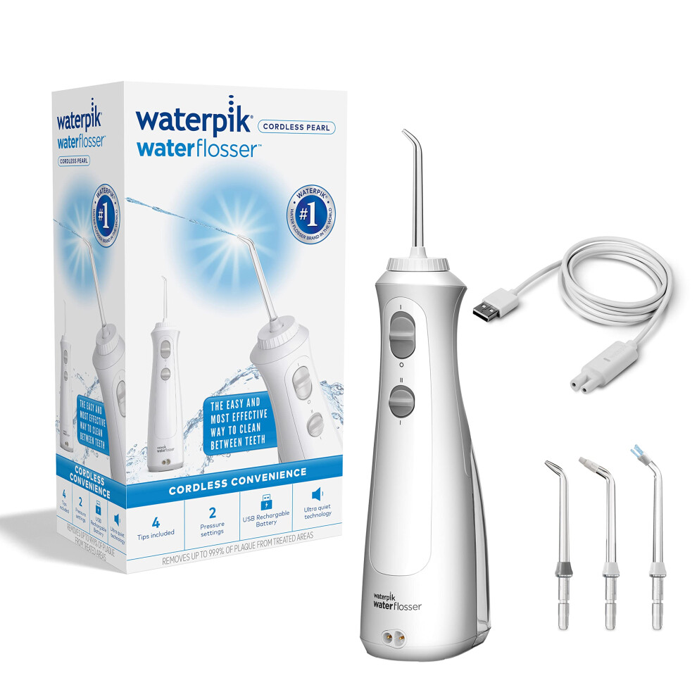 Waterpik Cordless Pearl Water Flosser, Electric Dental Flosser, Rechargeable Dental Plaque Removal Tool to Clean Between Teeth