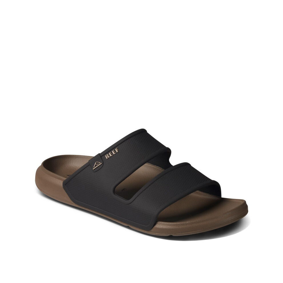 (12 UK, Fossil/Black) Reef Mens Oasis Double Up Cushioned Sandals Thongs Flip Flops Slides Sliders