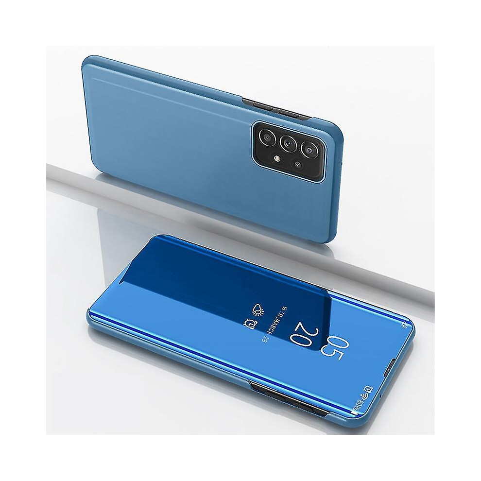 (Sky Blue) For Samsung Galaxy A53 5g View Window Electroplate Plating Case Pu Leather Stand Full Body Protective Mirror Flip Folio Cover