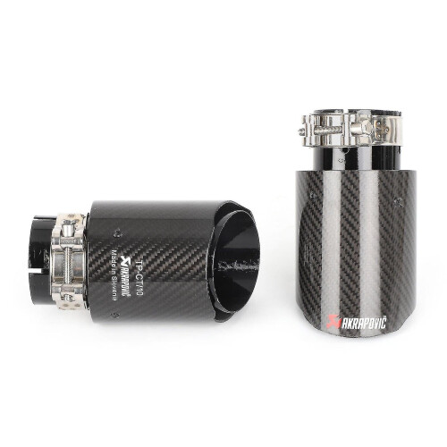 Bimirth 4" Akrapovic Gloss Carbon Fibre Exhaust Tips X2 Universal Tailpipe 2