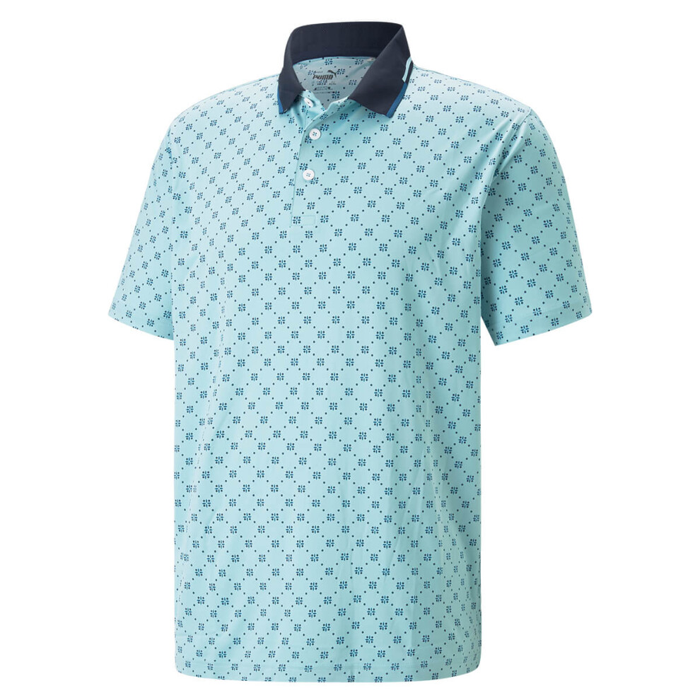 (XXL, Tropical Aqua/Navy) Puma Golf Mens Mattr Rochester Moisture Wicking Recycled Polo Shirt