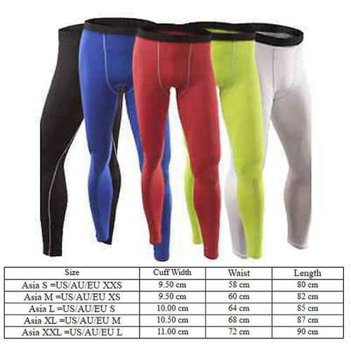 (Red, L) Men Thermal Compression Leggings Under Base Layer Gym Long Tight Pants 2
