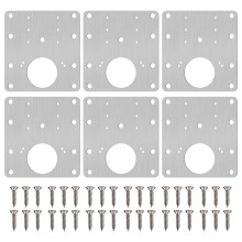 6pcs Mending Cabinet Hinge Repair Plate Shelf Stainless Steel Doors Flat Fixing