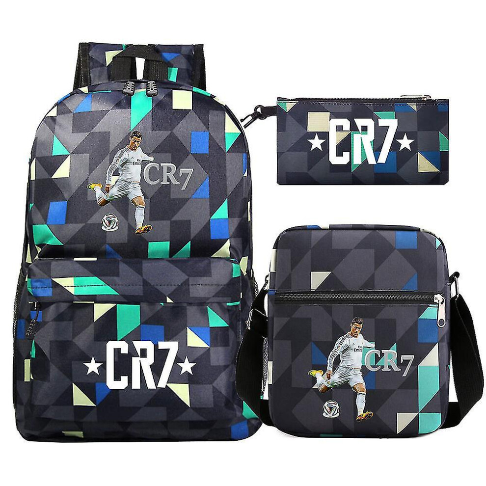 (9) Football Ronaldo Cr7 Backpack Set - School Bags For Girls/boys, Laptop Travel Knapsack, Women's Rucksacks, Shoulder Bags