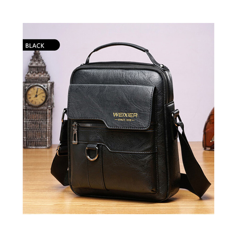 Mdsrjone (Black) Men's Genuine Leather Crossbody Bag Shoulder Bags Vintage Handbags Business Bag Black