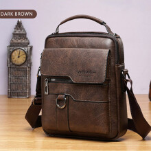 (Dark Brown) Men's Genuine Leather Crossbody Bag Shoulder Bags Vintage Handbags Business Bag