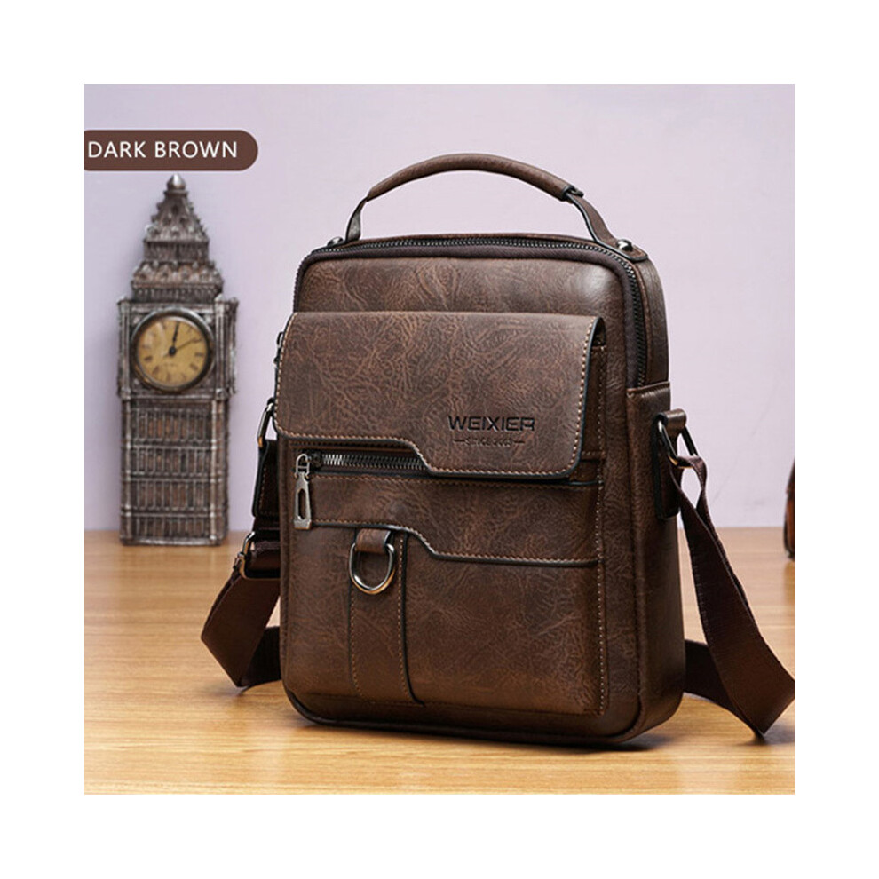 Mdsrjone (Dark ) Men's Genuine Leather Crossbody Bag Shoulder Bags Vintage Handbags Business Bag Brown
