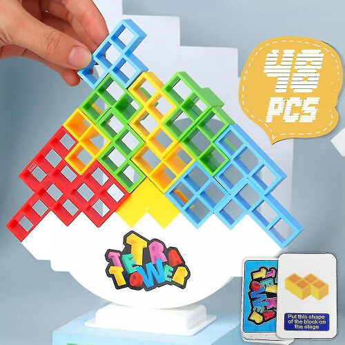 48 Pcs Tetra Tower Balance Stacking Blocks Game,100% New
