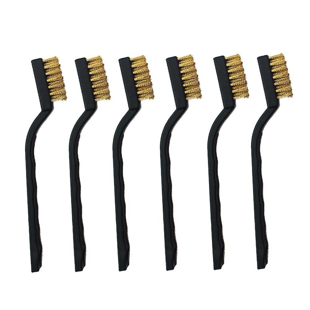 Mini Brass Wire Brush ,Set Compatible With Cleaning Welding Slag And Rust,6 Pieces 9497821361426