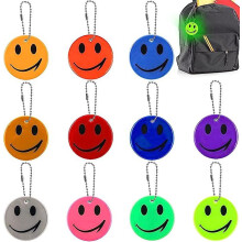 11 Piece Safety Reflector, Keychain Smiley Reflector, 6.5cm Night Reflector Pendant, Backpack Reflector Child School Bag Backpack Bike Stroller