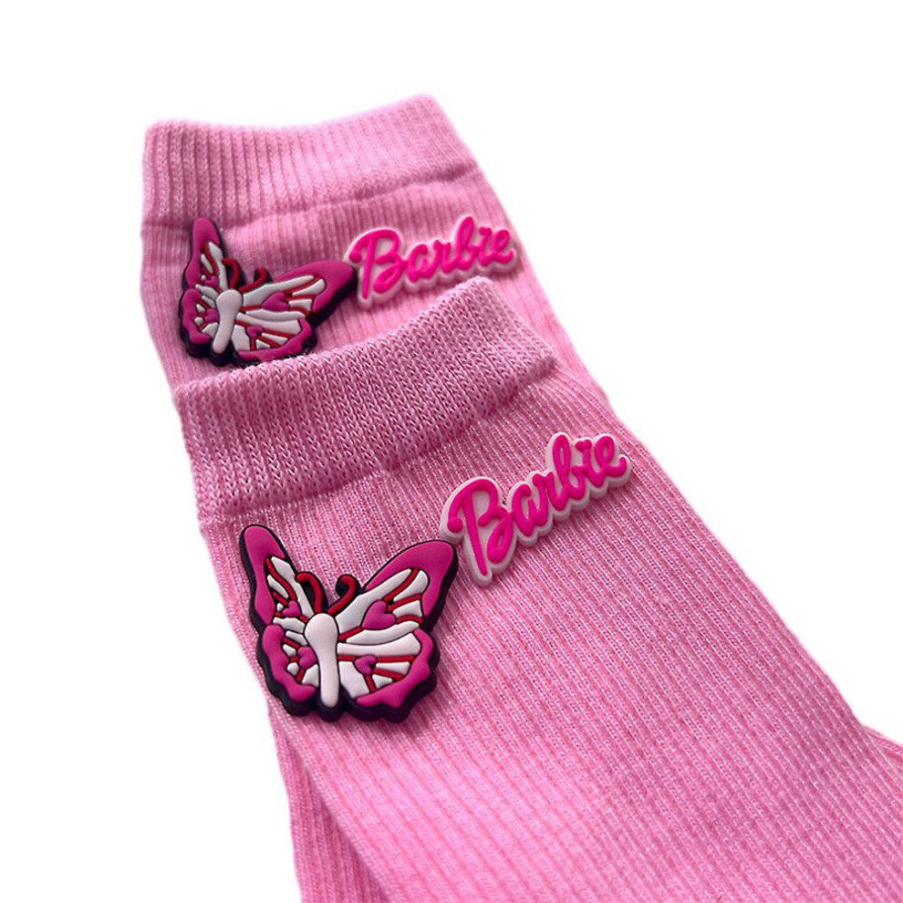 (A) Barbie Pink Socks Autumn Winter Knitted Warm Stocking Xmas Fans Gift For Women Girls-image-OPC-PDRC9ZV-NEW