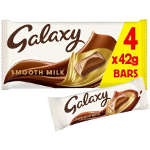 Galaxy Pack of 4 x 42g Smooth Milk Chocolate Bars Snack Bars Sharing Pack 4 x 42g