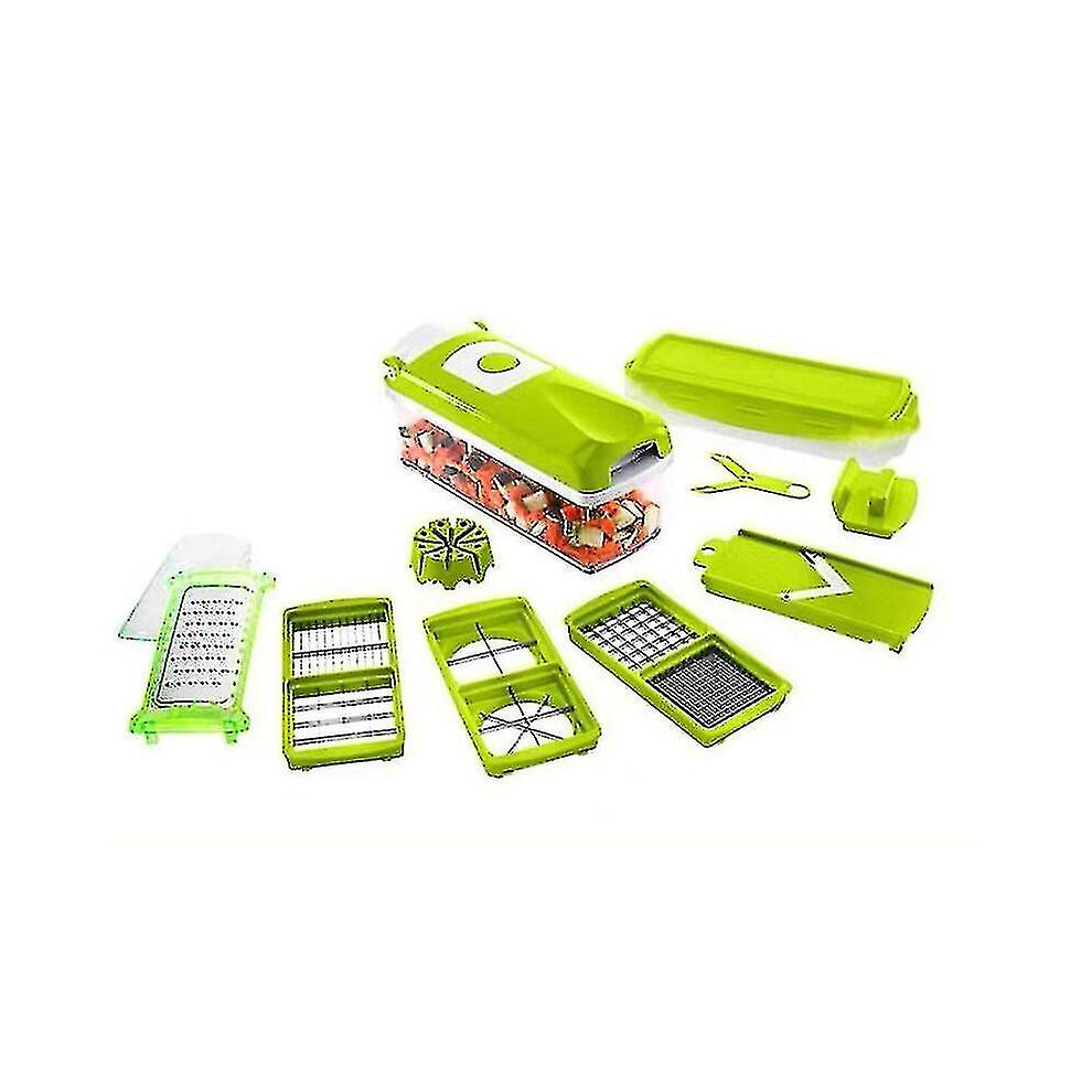 Genius Nicer Dicer Smart (12 Pcs.) In - Vegetable Cutter For Cubes, Sticks, Slices, Strips And Quarters - Salad Cutter Mandolin Cucumber Slicer Green
