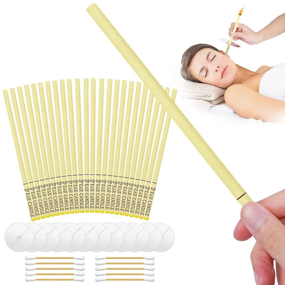 Ear Candles, 24pcs Natural Beeswax Ear Candles, 100% Non-toxic Cylinders Fragrance Hollow Candles, Ear Wax Remover