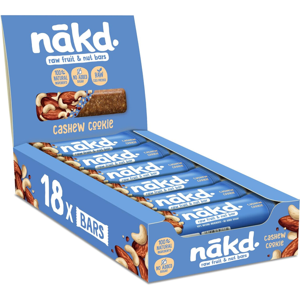 Nakd Cashew Cookie Natural Fruit & Nut Bars Vegan Healthy Snack Gluten Free 35g x 18 bars