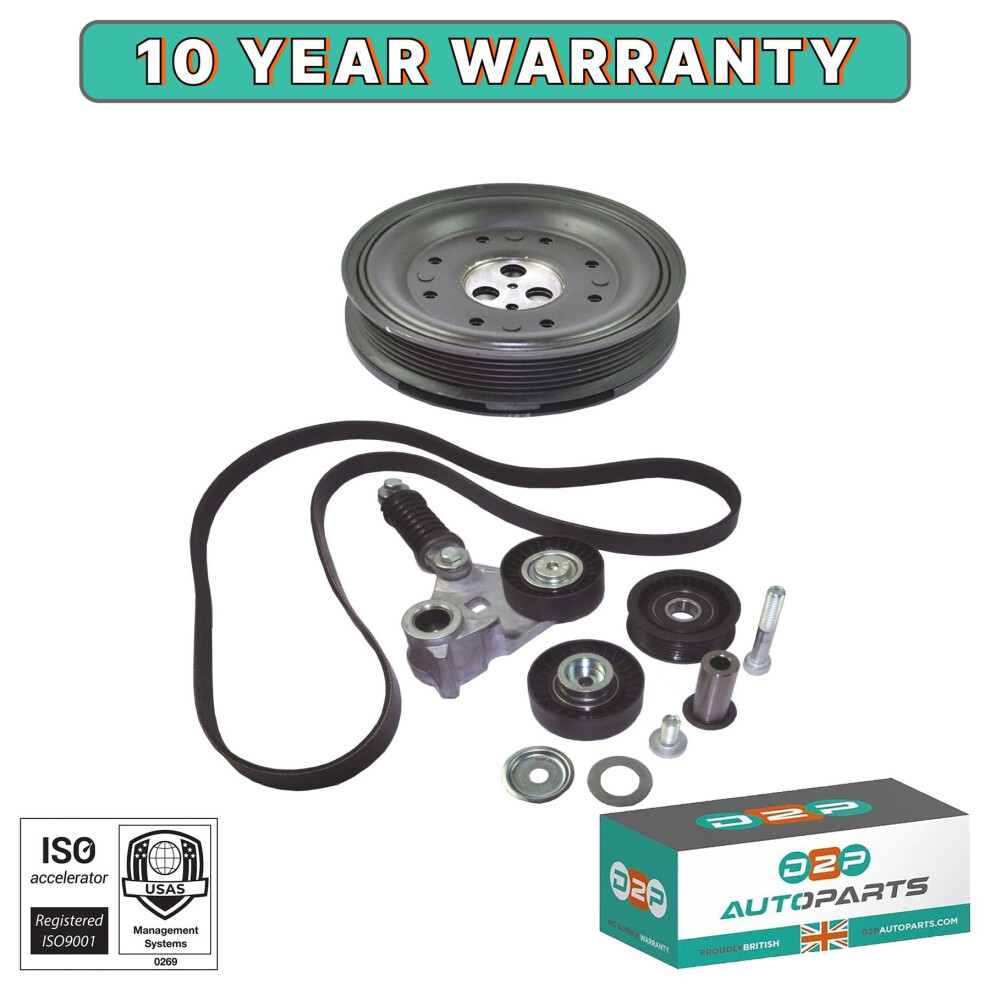 Ford Mondeo Mk3 2.0/2.2 Diesel Fan Belt, Crankshaft Pulley & Tensioner Kit - Compatible With 1351731, 1491748, 1594853, 1S7q6b319ac 5056167427810