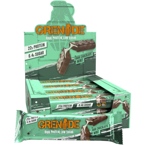 Grenade Grenade High Protein, Low Sugar Bar - Dark Chocolate Mint, 12 x 60 g