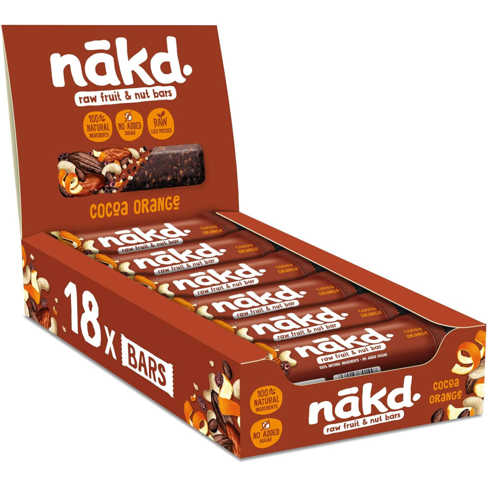 Nakd Cocoa Orange Natural Fruit & Nut Bars - Vegan - Healthy Snack - Gluten Free - 35g x 18 bars