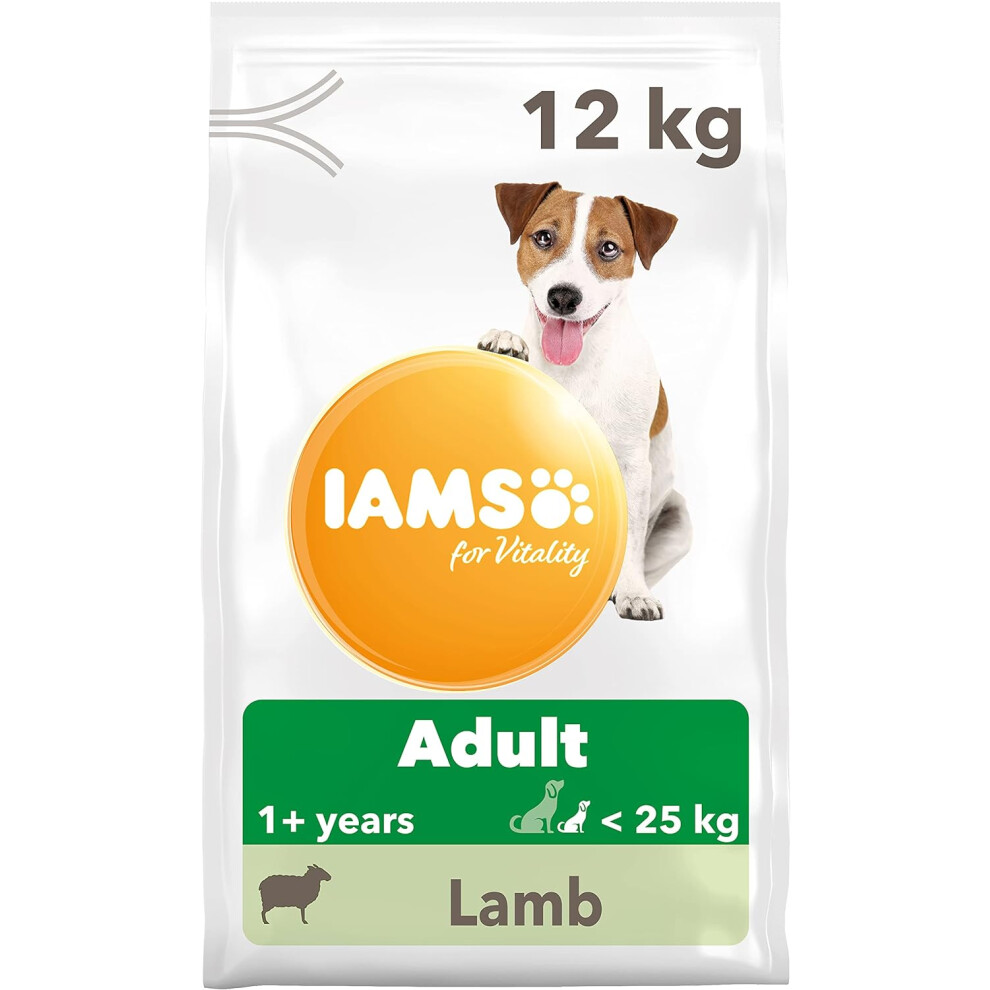 IAMS Complete Dry Dog Food for Adult 1+ Small and Medium Breeds with Lamb 12 kg