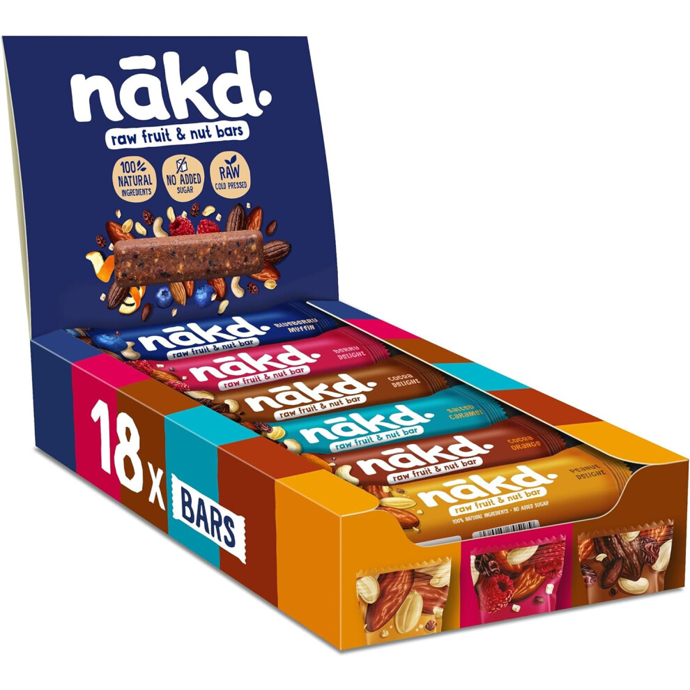 Nakd Fruit & Nut Bar Variety Pack - Vegan - Healthy Snack - Gluten Free - 35g x 18 bars