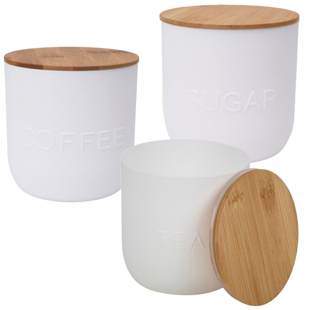 3 Pcs Food Storage Jar Canister Container with Bamboo Lid
