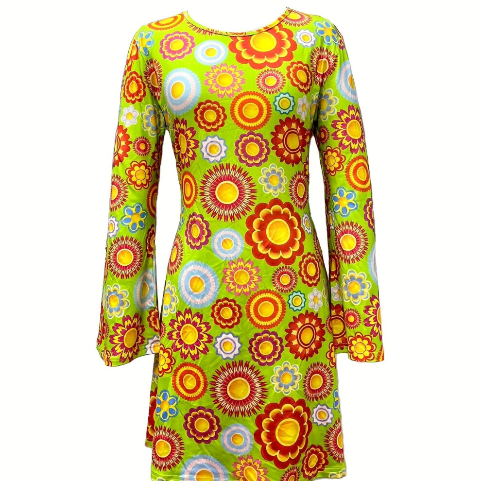 Photos - Fancy Dress ) Women's Hippie Halloween Cosplay Dress - Long Sleeve Carnival Costume with Not,Specified(Mixed Color, L(12/14)