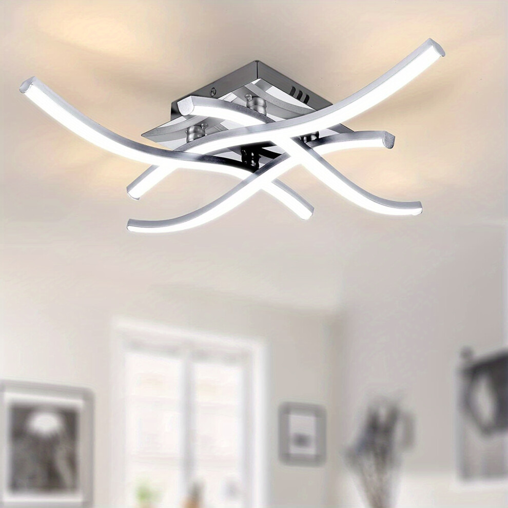 (Silvery) Modern Dimmable LED Ceiling Light with Elegant Curved Design