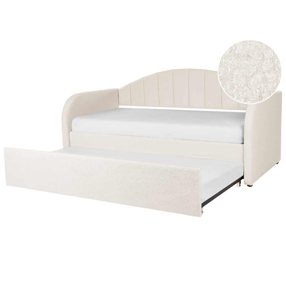 Trundle Bed Boucle EYBURIE 90 X 200 Cm (EU Single) Light Beige