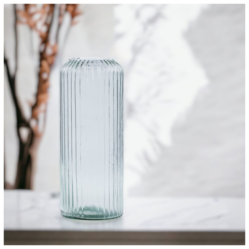 36cm Large Tall Decorative Glass Vase Flowers Vertical Line Design