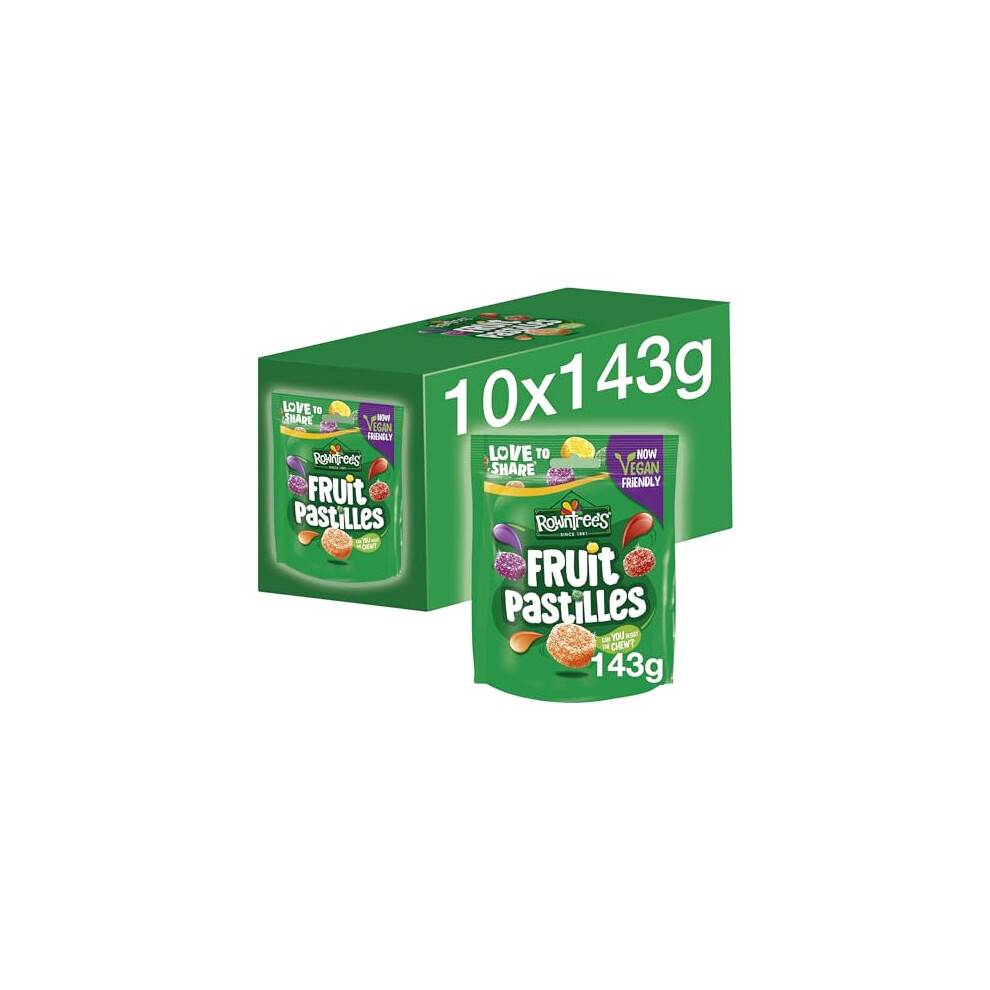 Nestle Nestlé Rowntrees Fruit Pastilles Sweets Sharing Bag, Vegan Friendly, 10 X 143G