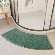 Corner Shower Mat, Scalloped Round Shower Mat, Quarter Round Microfiber Shower Mat, Green, 45x100cm Hy