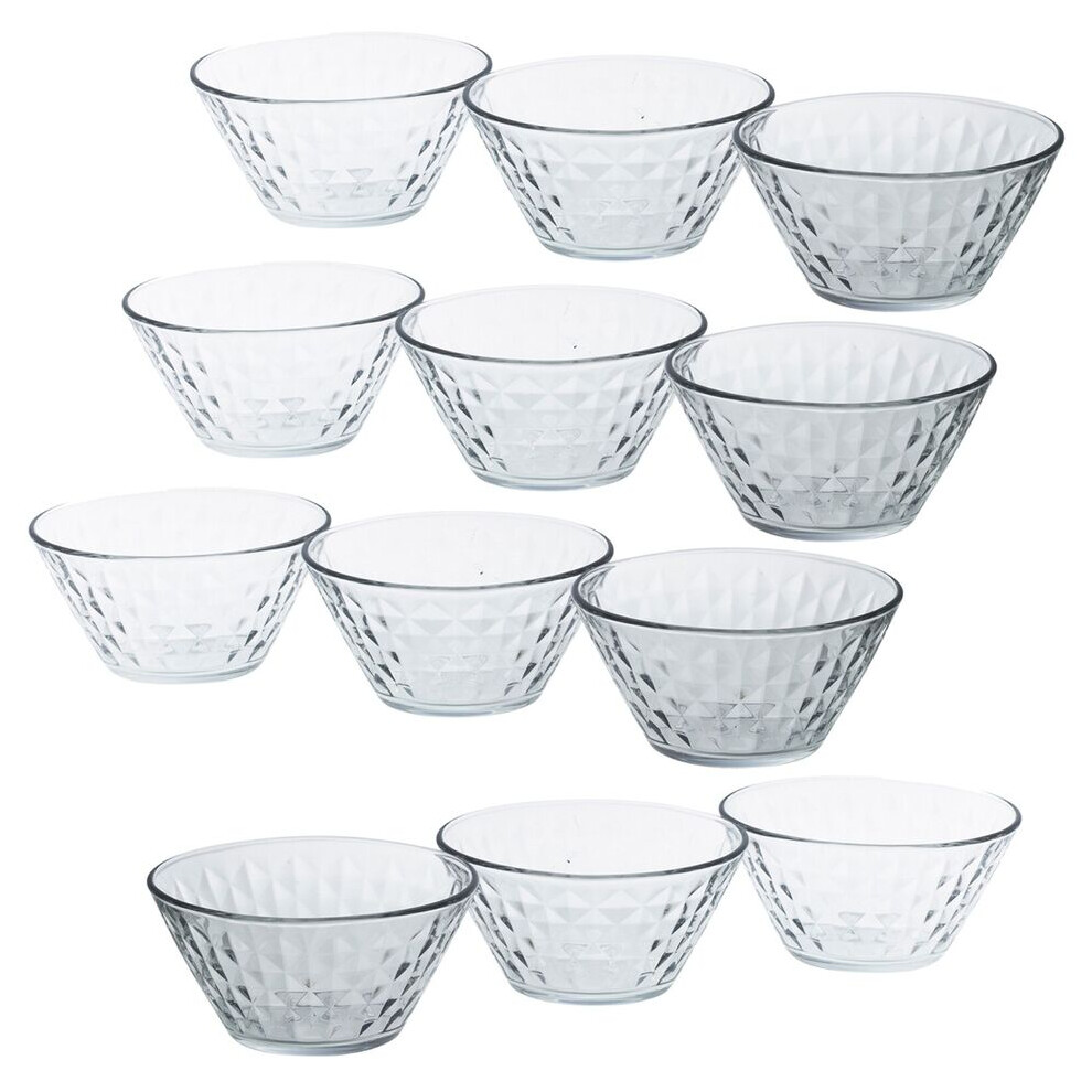 (12 Bowls) Glass Dessert Ice Cream Stacking Bowl Serving Dish