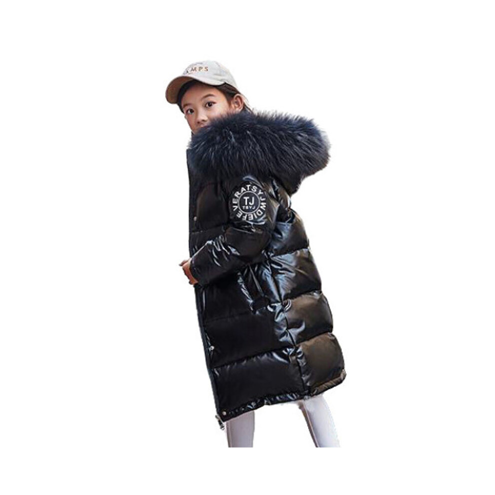 (Black, 7-8 Years) Kids Girls Coat Padded Winter Watertight Jacket UK