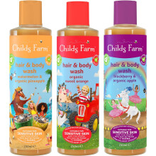 Kids Hair Body Wash Multipack Bundle 3x250ml Watermelon Pineapple Sweet Orange Blackberry Organic Apple Suitable Dry Itchy Eczema-prone Skin