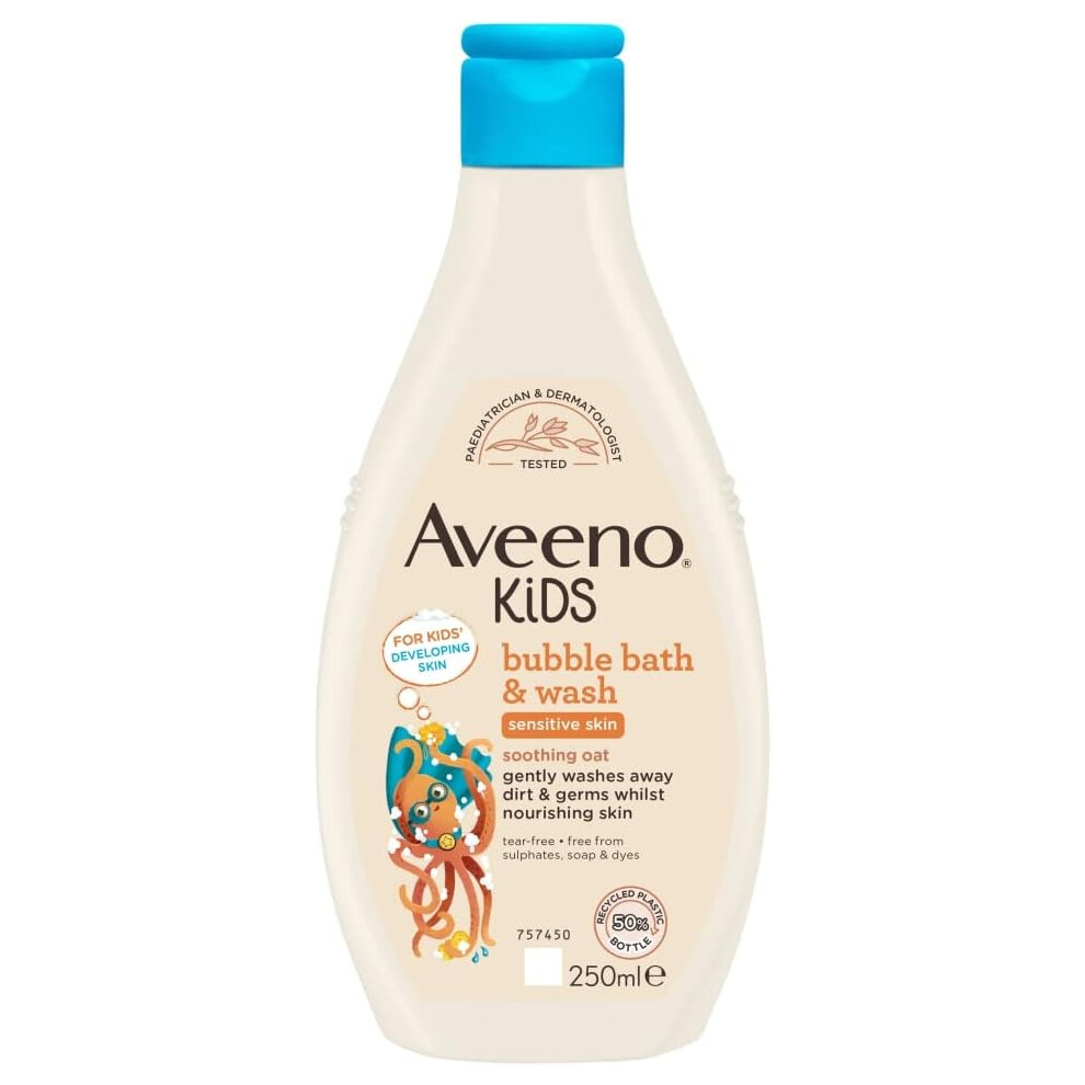 Aveeno Baby KIDS Bubble Bath Wash 250ml Enriched with Soothing Oat Extract Foam Body Wash Developed Your Little Superhero Children Toiletries Sets