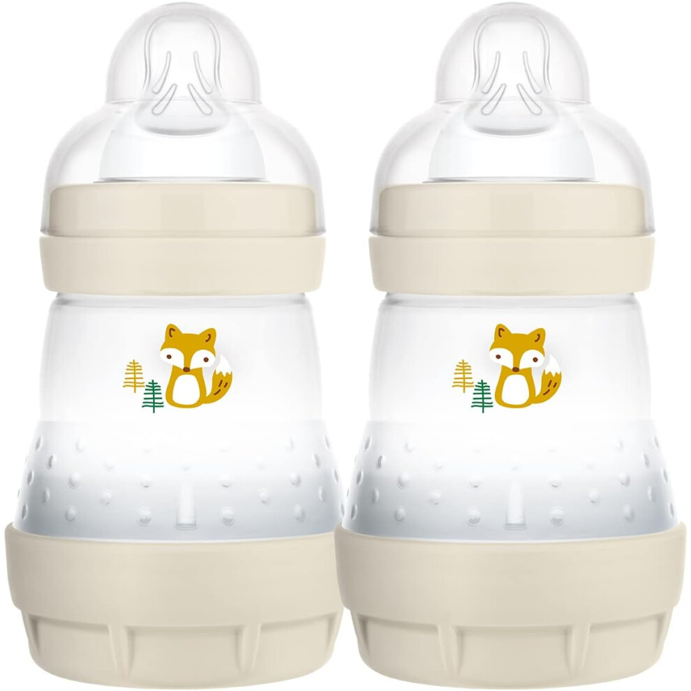 MAM Easy Start Self Sterilising Anti-Colic Baby Bottle 2 Pack (2 x160ml) with Slow Flow MAM Teats Size 1, Newborn Essentials, Shell (Designs May Vary)