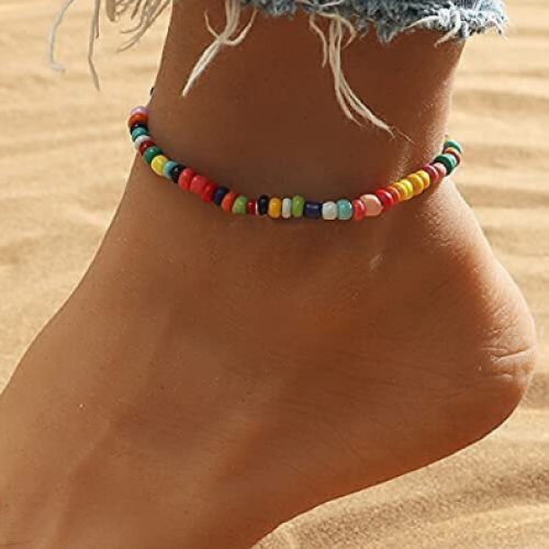 7Pcs/Set Multilayer Boho Colorful Beaded Anklet Bracelet Gifts 1