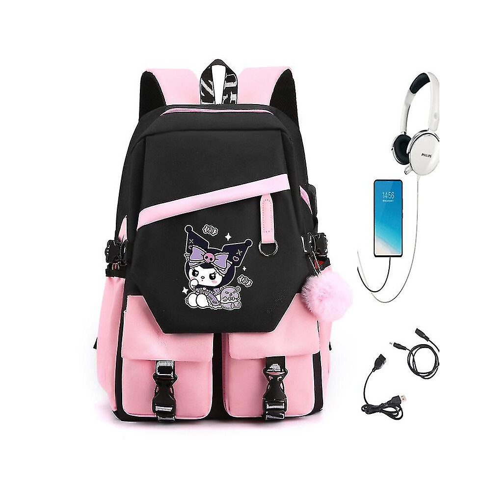 (15) Kuromi Schoolbag Girl Cartoon Cute Sanrio Co Branded Backpack-i