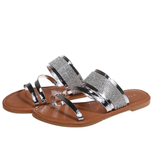 (Silver, 35) Summer Women's Bling Flip Flops Bright Diamond Outdoor Beach Slippers